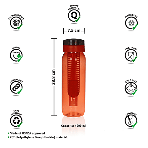 Buy Steelo Sante Infuser Water Bottle Food Grade, Red Online at Best