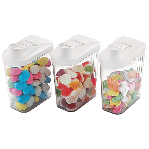 Steelo Skippar Airtight Storage Container With White Lid - Transparent, 500 ml (Set of 3) BPA Free, Leak Proof, Food Grade, Odour Proof, Unbreakable