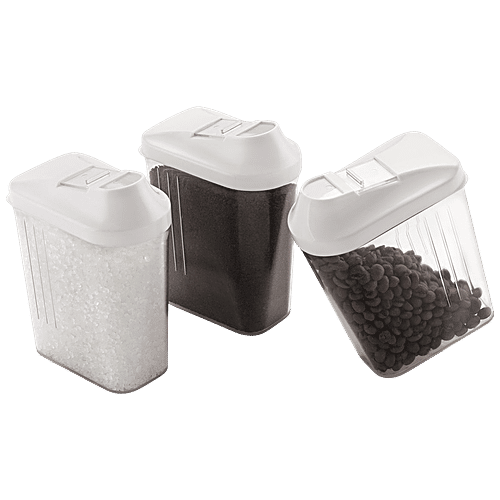 Steelo Skippar Airtight Storage Container With White Lid - Transparent, 500 ml (Set of 3) BPA Free, Leak Proof, Food Grade, Odour Proof, Unbreakable