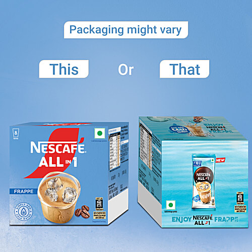 Nescafe  All In 1 Frappe Instant Cold Coffee Premix Powder, 224 g (8 x 28 g each) 8 Serves, Cold Beverage Premix, Quick & Easy