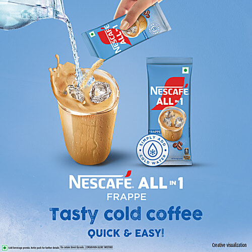 Nescafe  All In 1 Frappe Instant Cold Coffee Premix Powder, 224 g (8 x 28 g each) 8 Serves, Cold Beverage Premix, Quick & Easy