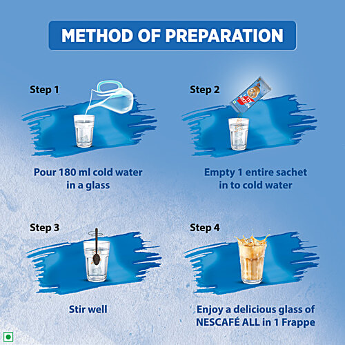 Nescafe  All In 1 Frappe Instant Cold Coffee Premix Powder, 224 g (8 x 28 g each) 8 Serves, Cold Beverage Premix, Quick & Easy