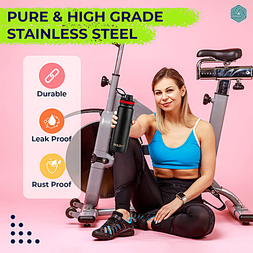 Boldfit Stainless Steel Thermosteel Water Bottle/Thermos Flask - Black, 800 ml  