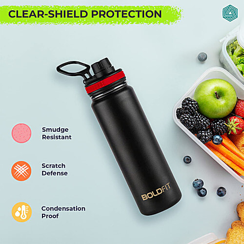 Boldfit Stainless Steel Thermosteel Water Bottle/Thermos Flask - Black, 800 ml  
