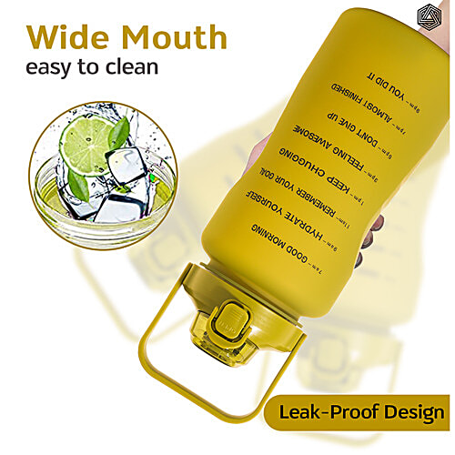 Boldfit Motivational Plastic Gym Gallon Water Bottle - With Time Markers, Army Green, 2 L