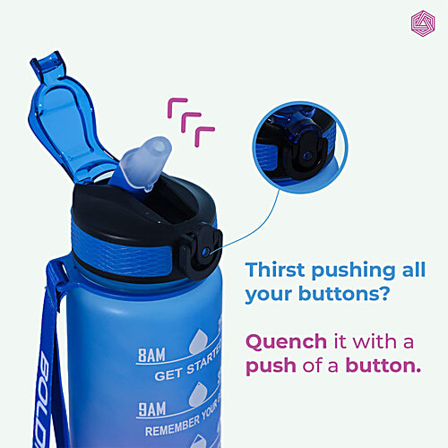 Boldfit Sipper Water Bottle With Motivational Time Markers - Fuchsia Blue, 1 L  