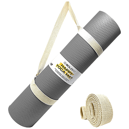 Buy Boldfit Happy Yoga Mat With Carrying Strap 4 mm, Anti Slip, Grey
