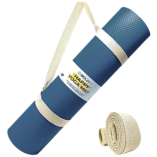Buy Boldfit Happy Yoga Mat With Carrying Strap 4 mm, Anti Slip, Navy