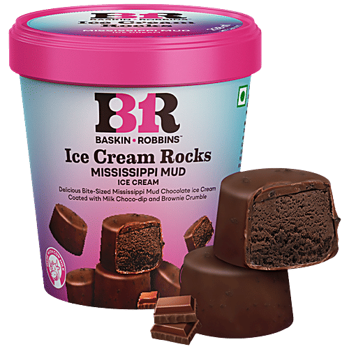 Baskin Robbins Ice Cream Rocks Mississippi Mud, 228 ml  Bite Sized Mississippi Mud Chocolate Ice Cream Coated With Milk Choco Dip With Brownie Crumble
