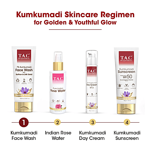 TAC - The Ayurveda Co. 7% Kumkumadi Face Wash With Saffron & 24k Gold, 100 ml  For Radiant & Youthful Skin