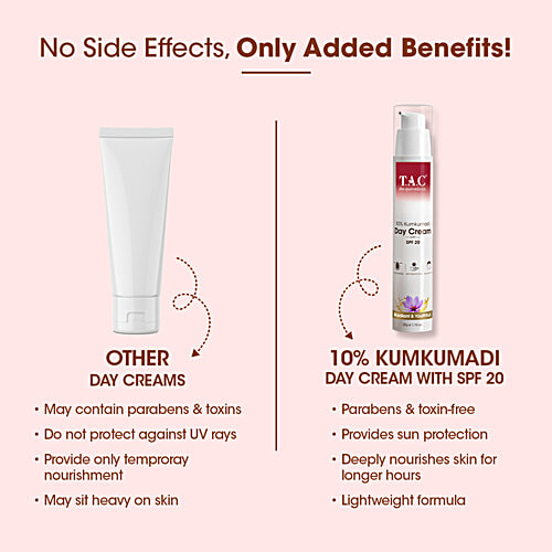 TAC - The Ayurveda Co. 10% Kumkumadi Day Cream With SPF 20, 50 g  For Radiant & Youthful Skin