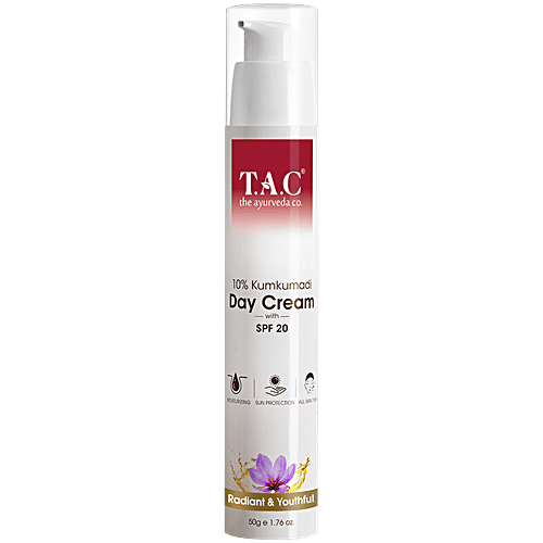TAC - The Ayurveda Co. 10% Kumkumadi Day Cream With SPF 20, 50 g  For Radiant & Youthful Skin