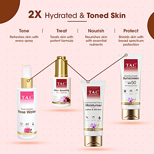 TAC - The Ayurveda Co. Pure Indian Rose Water, 100 ml For Toning & Hydrating Skin