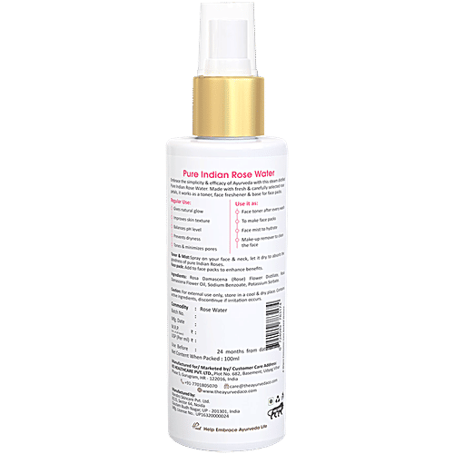 TAC - The Ayurveda Co. Pure Indian Rose Water, 100 ml For Toning & Hydrating Skin