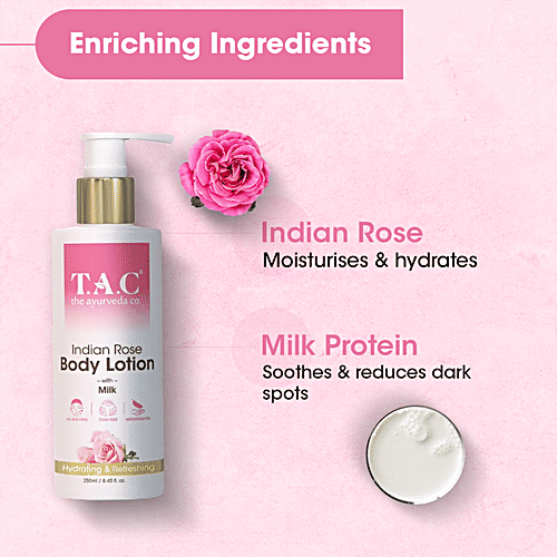 TAC - The Ayurveda Co. Indian Rose Body Lotion With Milk, 250 ml  Hydrating & Refreshing