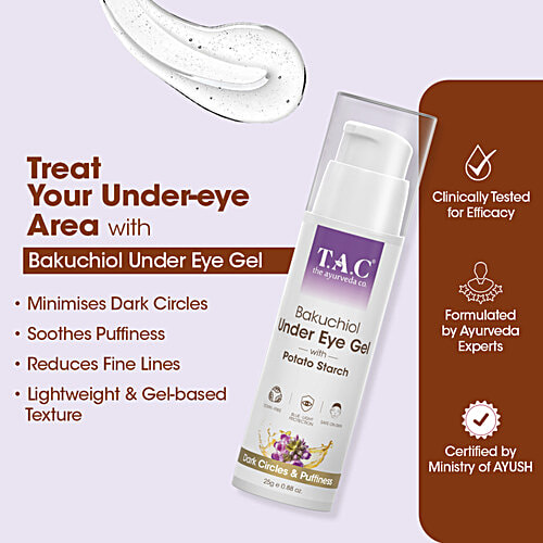 TAC - The Ayurveda Co. Bakuchiol Under Eye Gel With Potato Starch, 25 g  