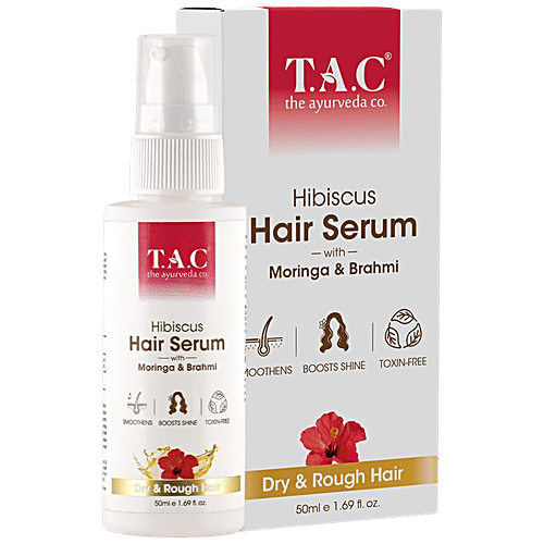 TAC - The Ayurveda Co. Hibiscus Hair Serum With Moringa & Brahmi, 50 ml For Dryness
