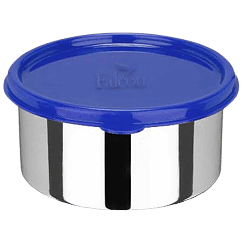 PddFalcon Stainless Steel Dura Container - Airtight, BPA Free Lid, Silver & Blue, 550 ml