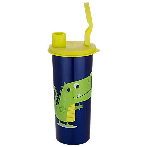PddFalcon Stainless Steel Cartoon Fip Flop Cup - CN6 Crocky, Multicolour, Ideal For Storing, 520 ml  100% Leak-Proof, Airtight, Easy Locking
