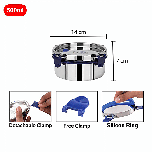 PddFalcon Stainless Steel Eco Nxt Duo Tiffin Box - With Plate, Silver, 500 ml  Good Grade, BPA Free