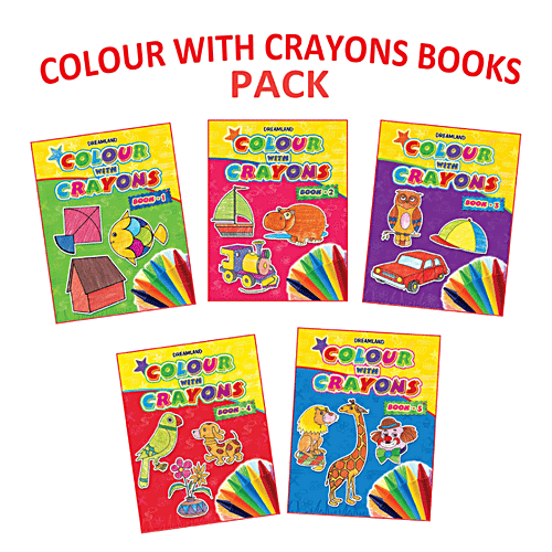 Dreamland Colour With Crayons Books Pack, 5 pcs  Colourful Presentation