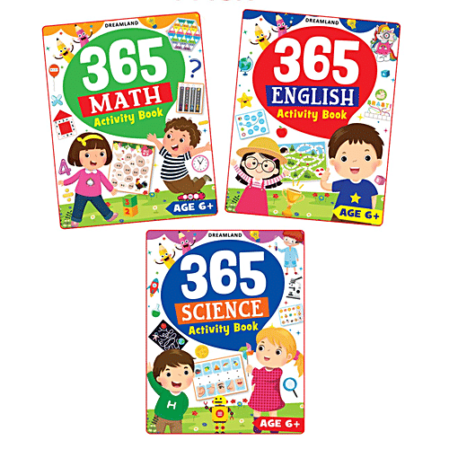 Dreamland 365 Activity Books - Maths, Science & English, 3 pcs  Colourful Images, Fun With Education