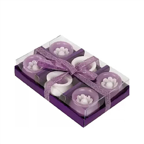 Creative Space Matki Wax Candle - Designer Hand Made, Clay/Mitti/Terracotta, Decorated With Colourful Lace, 6 pcs  