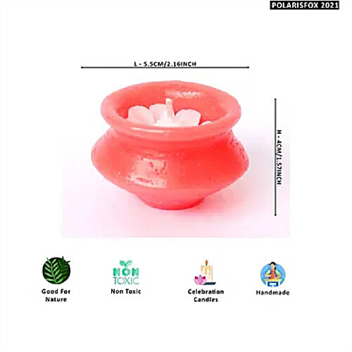 Creative Space Matki Wax Candle - Designer Hand Made, Clay/Mitti/Terracotta, Decorated With Colourful Lace, 6 pcs  