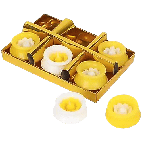 Creative Space Matki Wax Candle - Designer Hand Made, Clay/Mitti/Terracotta, Decorated With Colourful Lace, 6 pcs  