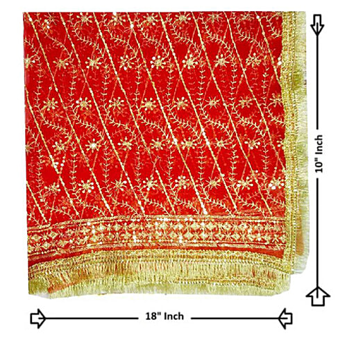 Creative Space Mata Ki Chunari/ Pooja Vastra/ Navratri Chunni - For Kanya Pujan, Shiny Border, 1 pc  Shiny Border
 For Kanya Pujan