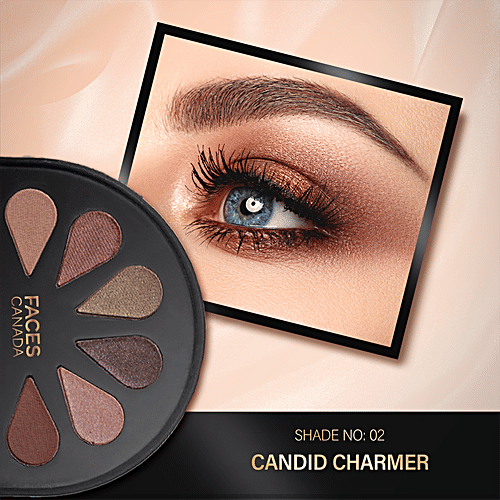 Faces Canada 6 In 1 Eyeshadow Palette - Olive Butter & Macadamia Oil, 6 g Candid Charmer 02 Rich Pigments, Satin Matte Finish
