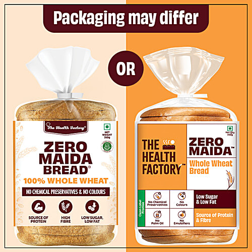 The Health Factory Whole Wheat Bread, 350 g No Chemicals, Preservatives, Emulsifiers