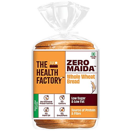 The Health Factory Whole Wheat Bread, 350 g No Chemicals, Preservatives, Emulsifiers