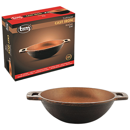 Trm Cast Iron Kadai - 23 cm, Round Bottom, 1.5 l
