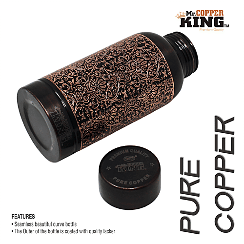 Mr. Copper King Antique Engraved Pure Copper Premium Water Bottle, 500 ml