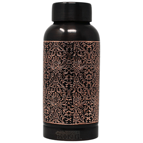 Mr. Copper King Antique Engraved Pure Copper Premium Water Bottle, 500 ml