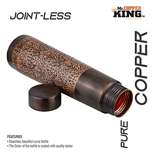 Mr. Copper King Antique Engraved Pure Copper Water Bottle - Tower, 800 ml  