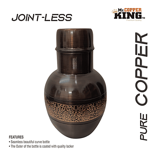 Mr. Copper King Antique Engraved Pure Copper Water Jar/Apple Pot, 1.5 l