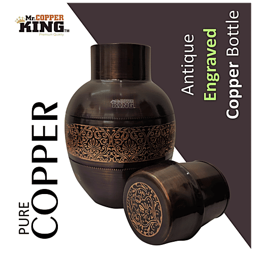 Mr. Copper King Antique Engraved Pure Copper Water Jar/Apple Pot, 1.5 l