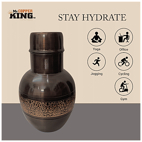 Mr. Copper King Antique Engraved Pure Copper Water Jar/Apple Pot, 1.5 l