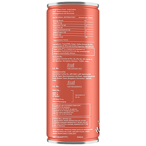 Rage Coffee Mocha Frappe Cold Coffee, 240 ml  Ready To Drink, Bold | Smooth | Rich