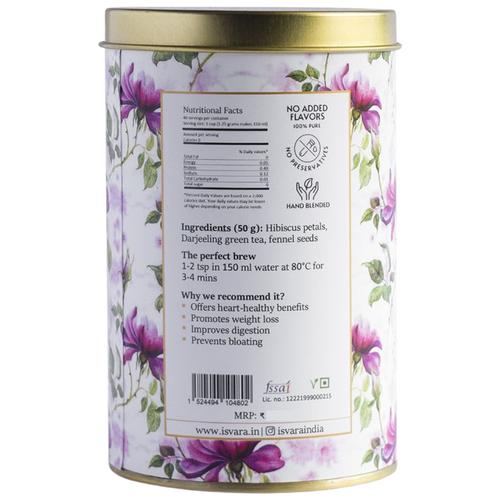 ISVARA Hibiscus Haven Darjeeling Green Tea - With Fennel Seeds, 50 g  