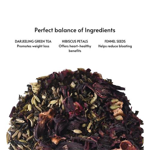 ISVARA Hibiscus Haven Darjeeling Green Tea - With Fennel Seeds, 50 g  
