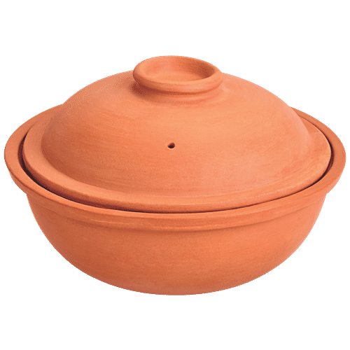 Buy mbc Clay Cooking Bowl With Lid Microwave Safe, Brown Online at