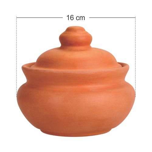mbc Clay Curd Bowl With Lid - Eco-Friendly, Non-Toxic, 16 cm, Brown, 600 ml  