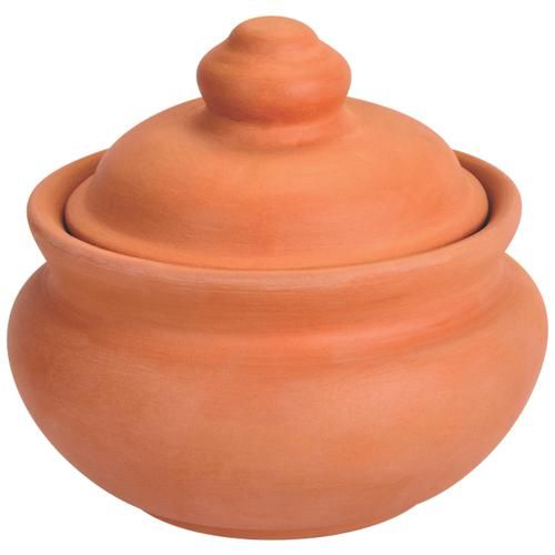 mbc Clay Curd Bowl With Lid - Eco-Friendly, Non-Toxic, 16 cm, Brown, 600 ml  