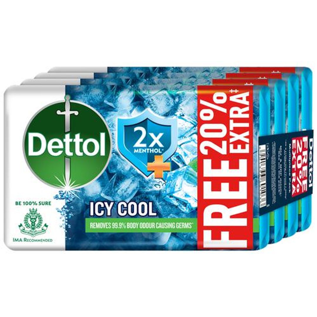 Dettol Soap ICY Cool, 125x4+20% Extra 