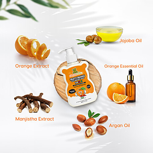 ShuShu Babies Fruity Orange Face & Body Wash For Kids, 200 ml  With Orange Extract & Manjistha, Tear Free, Toxin Free, pH Balanced, Hypoallergenic