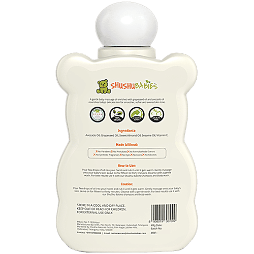 ShuShu Babies Gently Nourishing Baby Massage Oil, 200 ml  