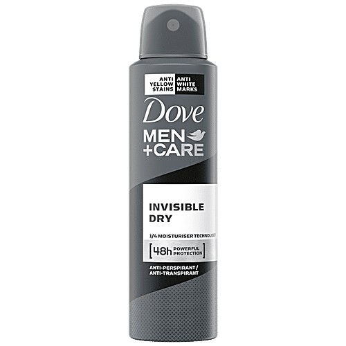 Dove Deo Men+Care Invisible Dry Spray Antiperspirant Deodorant, 150 ml  Anti-Yellow Stains, Anti-White Marks, 48 Hours Sweat & Odour Protection, Moisturising Cream, Non-Irritant on Skin, Long-Lasting Fragrance